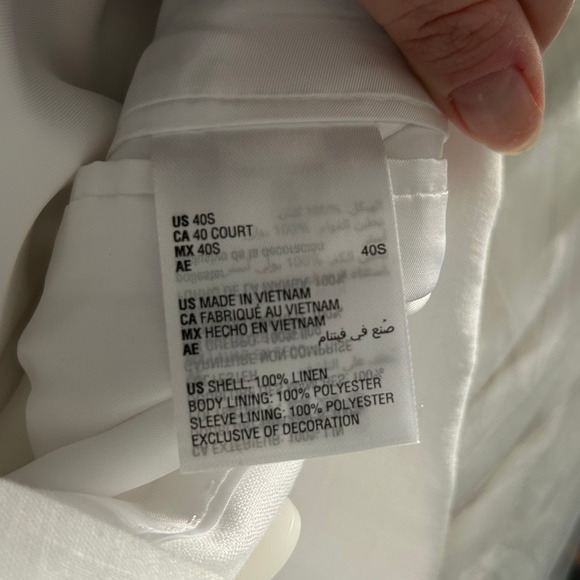 Bar III Men’s Slim Fit Double-Breasted Sport Coat Blazer, White, 100% Linen, 40S - Picture 7 of 7